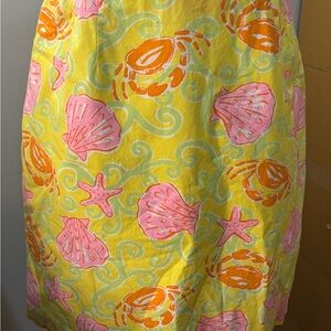 Vintage Lilly Pulitzer Vibrant Yellow Skirt with Sea Life Print Sz 8
